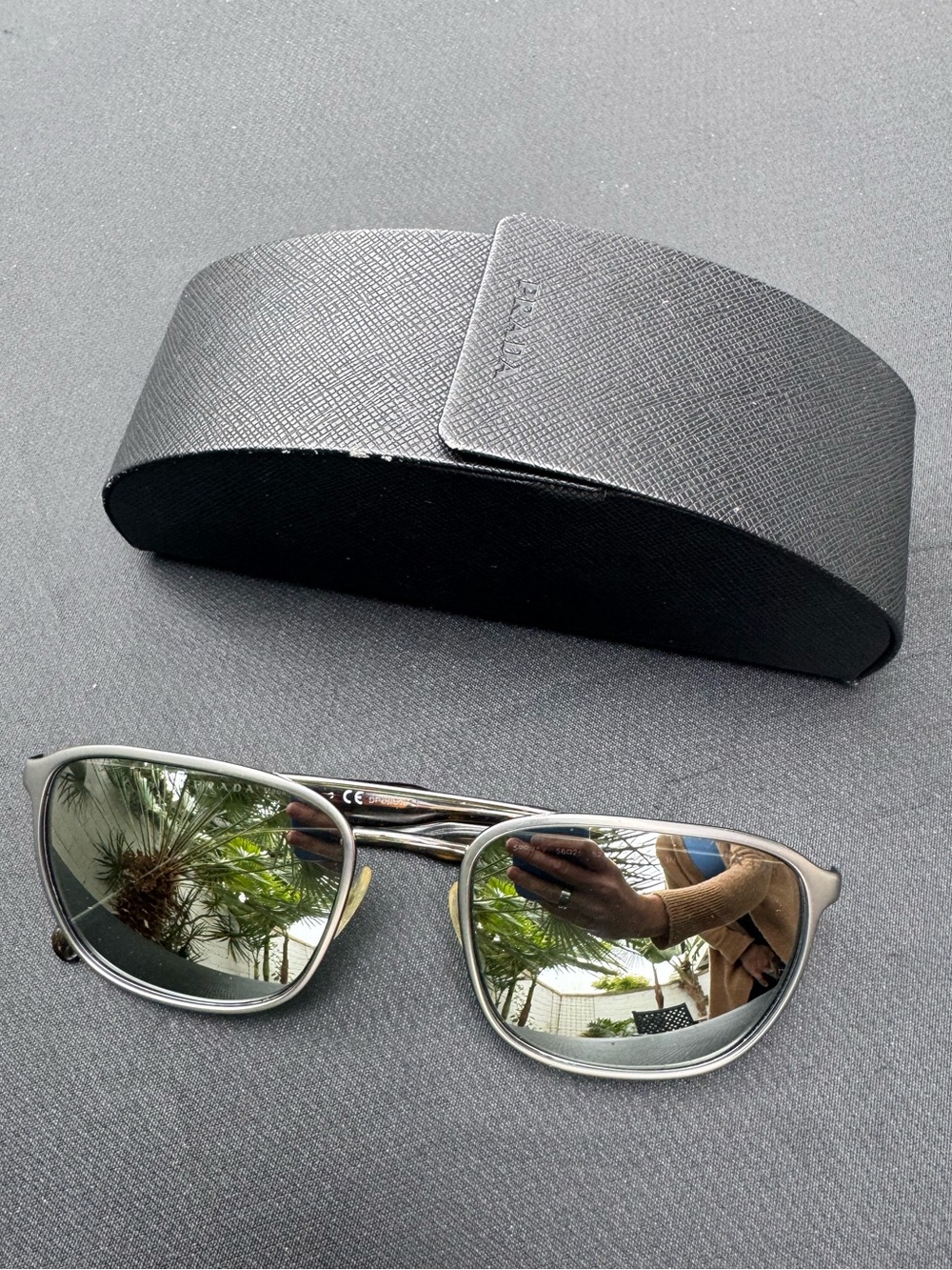 Men’s Prada SPR75V 523-722 Matte Gunmetal Square Sunglasses 56-20-145